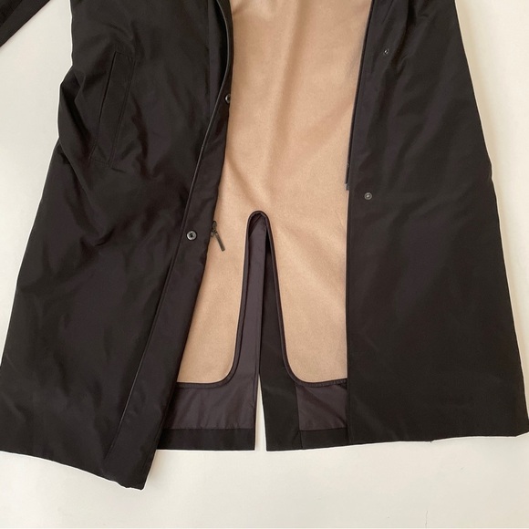 RARE ✨ Calvin Klein Black Car Coat Removable Tan Wool Cashmere Liner, Size Large - Picture 7 of 12